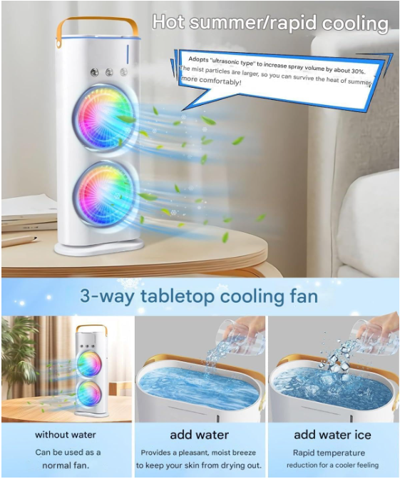 Double cooler mini fan