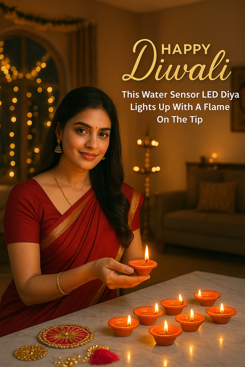 LED Light Water Sensor Diyas Plastic with, Ambient Lights, (Pack of 6/12/18/24)